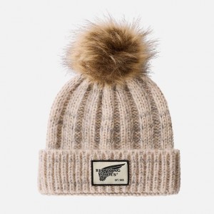 Red Wing Knit Pom Beanie Hat in Cream | RZBC-81760